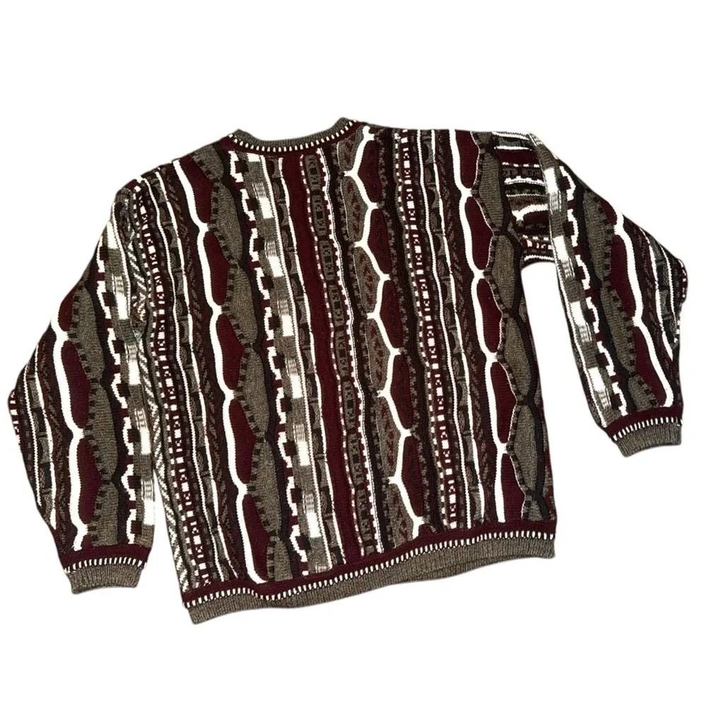 Vintage Lavane New York Textured 3D Sweater Colorful Men large Cosby 80s Biggie